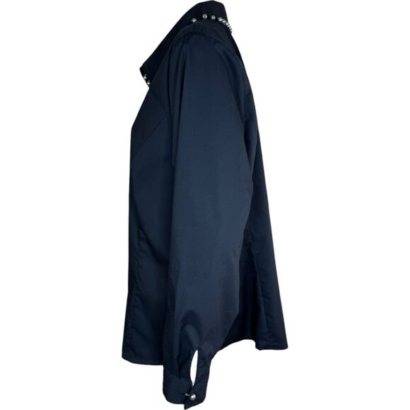 BEAUTIFUL by Lawrence Zarian Hidden Placket Poplin Shirt W/ Pearl Detail Black L - Picture 12 of 14